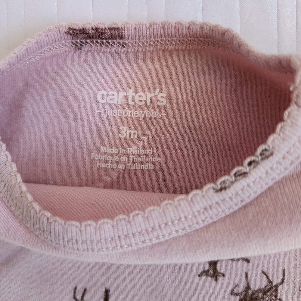 Carter's Light Pink Deer Pattern Long Sleeve Tee - Picture 3 of 3